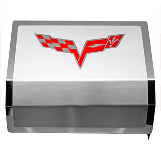 ACC® - Brushed Fuse Box Cover with Crossed Flags Logo