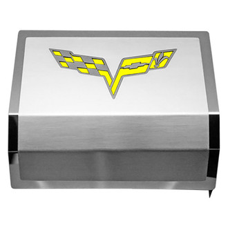 ACC® - Brushed Fuse Box Cover with Crossed Flags Logo