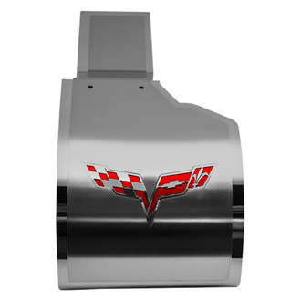ACC® - Deluxe Brushed Alternator Cover with Bright Red Solid Crossed Flags Logo