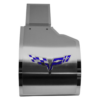 ACC® - Deluxe Brushed Alternator Cover with Dark Blue Solid Crossed Flags Logo