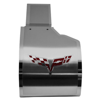 ACC® - Deluxe Brushed Alternator Cover with Garnet Red Solid Crossed Flags Logo
