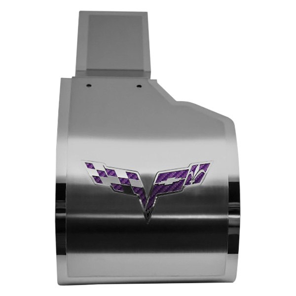 American Car Craft® - Deluxe Brushed Alternator Cover with Purple Crossed Flags Logo