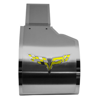 ACC® - Deluxe Brushed Alternator Cover with Yellow Solid Crossed Flags Logo