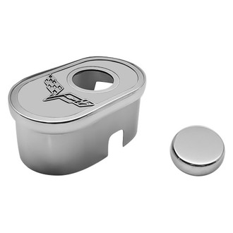 ACC® - Polished Master Cylinder Cover with White Carbon Fiber Crossed Flag Emblem