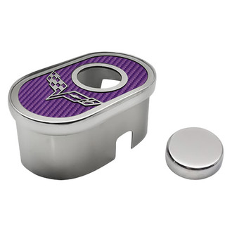 ACC® - Polished Master Cylinder Cover with Purple Carbon Fiber Crossed Flag Emblem