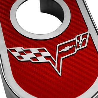 ACC® - Polished Master Cylinder Cover with Red Carbon Fiber Crossed Flag Emblem