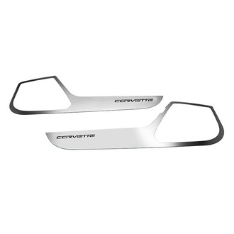 ACC® - GM Licensed Brushed Door Guards with Black Corvette Logo