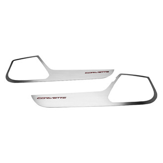 ACC® - GM Licensed Brushed Door Guards with Garnet Red Corvette Logo