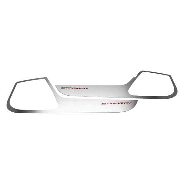 American Car Craft® - GM Licensed Brushed Door Guards With Stingray Logo