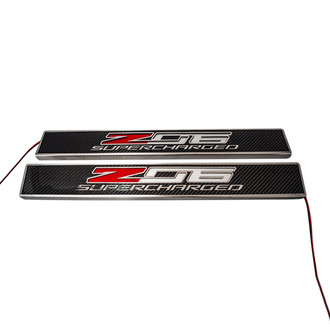 ACC® - Illuminated Polished/Carbon Fiber Door Sills with Z06 Supercharged Logo