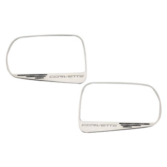 ACC® - Brushed Side View Mirror Trim with Black Carbon Fiber Corvette Logo