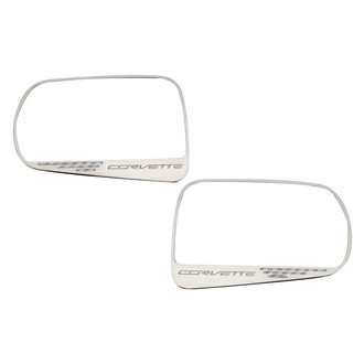 ACC® - Brushed Side View Mirror Trim with White Carbon Fiber Corvette Logo