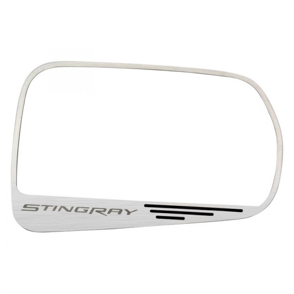 American Car Craft® - Brushed Side View Mirror Trim with Brushed Black Stingray Logo