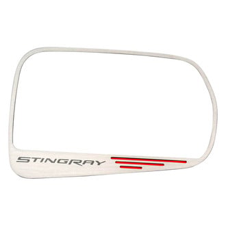 ACC® - Brushed Side View Mirror Trim with Bright Red Solid Stingray Logo