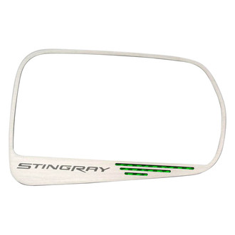 ACC® - Brushed Side View Mirror Trim with Green Carbon Fiber Stingray Logo