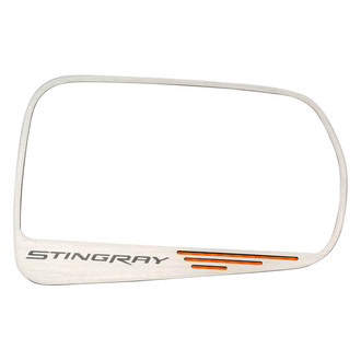 ACC® - Brushed Side View Mirror Trim with Orange Carbon Fiber Stingray Logo