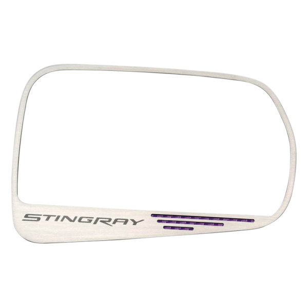 American Car Craft® - Brushed Side View Mirror Trim with Purple Carbon Fiber Stingray Logo