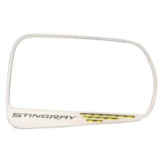 ACC® - Brushed Side View Mirror Trim with Yellow Carbon Fiber Stingray Logo