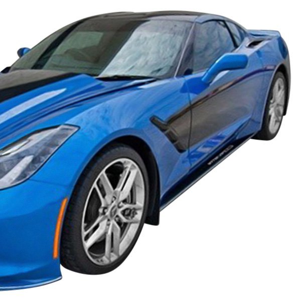 American Car Craft® - Side Skirts with Corvette Lettering and Carbon Fiber/Fiberglass Overlay