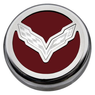 ACC® - Chrome Garnet Red Solid Cap Cover Set with Crossed Flags Logo