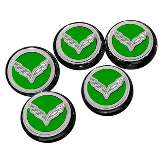 ACC® - Chrome Synergy Green Solid Cap Cover Set with Crossed Flags Logo