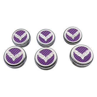 ACC® - Chrome Purple Carbon Fiber Cap Cover Set with Crossed Flags Logo