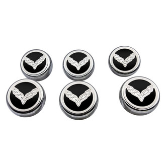ACC® - Chrome Black Solid Cap Cover Set with Crossed Flags Logo
