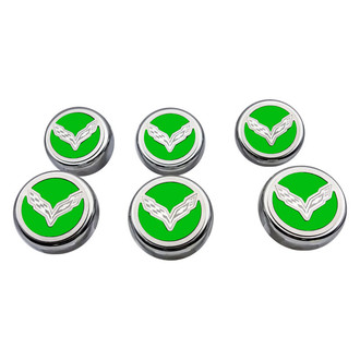 ACC® - Chrome Synergy Green Solid Cap Cover Set with Crossed Flags Logo