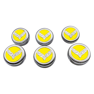 ACC® - Chrome Yellow Solid Cap Cover Set with Crossed Flags Logo