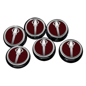 ACC® - Chrome Garnet Red Solid Cap Cover Set with Stingray Logo