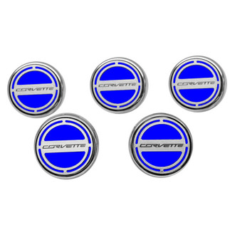 ACC® - Chrome Dark Blue Solid Cap Cover Set with Corvette Logo
