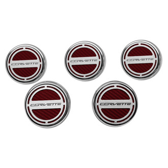 ACC® - Chrome Garnet Red Solid Cap Cover Set with Corvette Logo