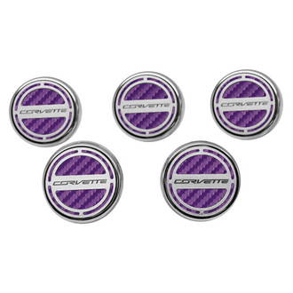 ACC® - Chrome Purple Carbon Fiber Cap Cover Set with Corvette Logo
