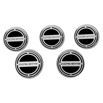 ACC® - Chrome Black Solid Cap Cover Set with Corvette Logo