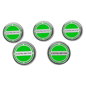 ACC® - Chrome Synergy Green Solid Cap Cover Set with Corvette Logo