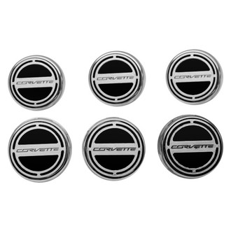 ACC® - Chrome Brushed Black Solid Cap Cover Set with Corvette Logo