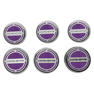 ACC® - Chrome Purple Carbon Fiber Cap Cover Set with Corvette Logo