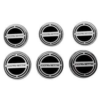 ACC® - Chrome Black Solid Cap Cover Set with Corvette Logo