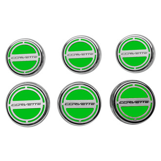 ACC® - Chrome Synergy Green Solid Cap Cover Set with Corvette Logo