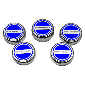 ACC® - GM Licensed Series Chrome Dark Blue Solid Cap Cover Set with Stingray Logo