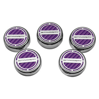 ACC® - GM Licensed Series Chrome Purple Carbon Fiber Cap Cover Set with Stingray Logo