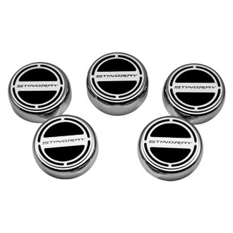 ACC® - GM Licensed Series Chrome Black Solid Cap Cover Set with Stingray Logo