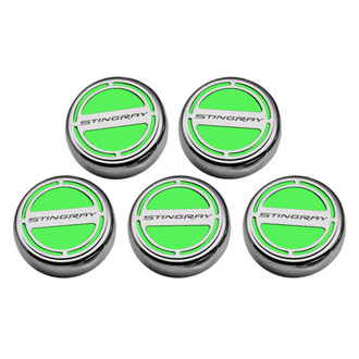 ACC® - GM Licensed Series Chrome Synergy Green Solid Cap Cover Set with Stingray Logo