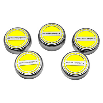 ACC® - GM Licensed Series Chrome Yellow Solid Cap Cover Set with Stingray Logo