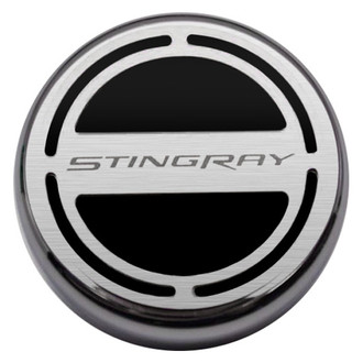 ACC® - GM Licensed Series Chrome Brushed Black Solid Cap Cover Set with Stingray Logo
