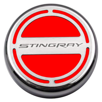 ACC® - GM Licensed Series Chrome Bright Red Solid Cap Cover Set with Stingray Logo