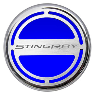 ACC® - GM Licensed Series Chrome Dark Blue Solid Cap Cover Set with Stingray Logo