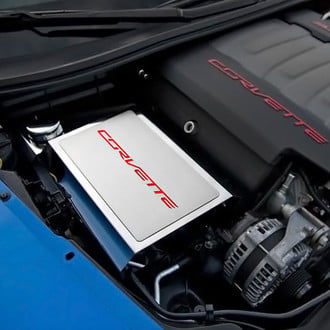 ACC® - Polished Fuse Box Cover with Bright Red Solid Corvette Logo