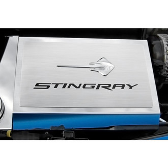 ACC® - Polished Fuse Box Cover with Brushed Black Solid Stingray Logo