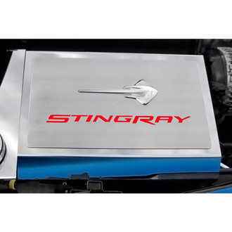 ACC® - Polished Fuse Box Cover with Bright Red Solid Stingray Logo